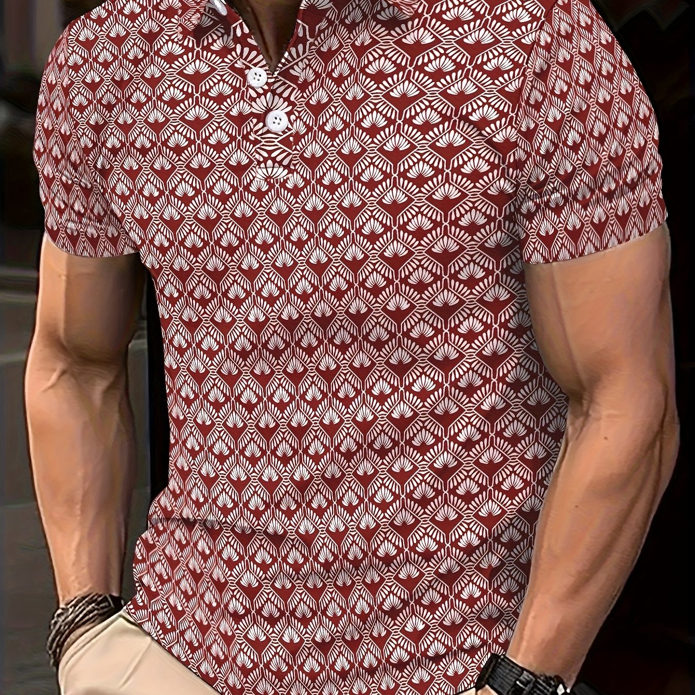 Severin | Casual Polo Shirt Heren - Korte Mouw Geometrische Print