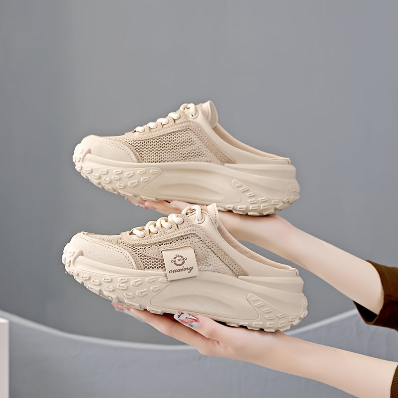 Aermove | Ademende Mesh Half Slip-On Sneakers voor dames - Lichtgewicht, Mid-Heel