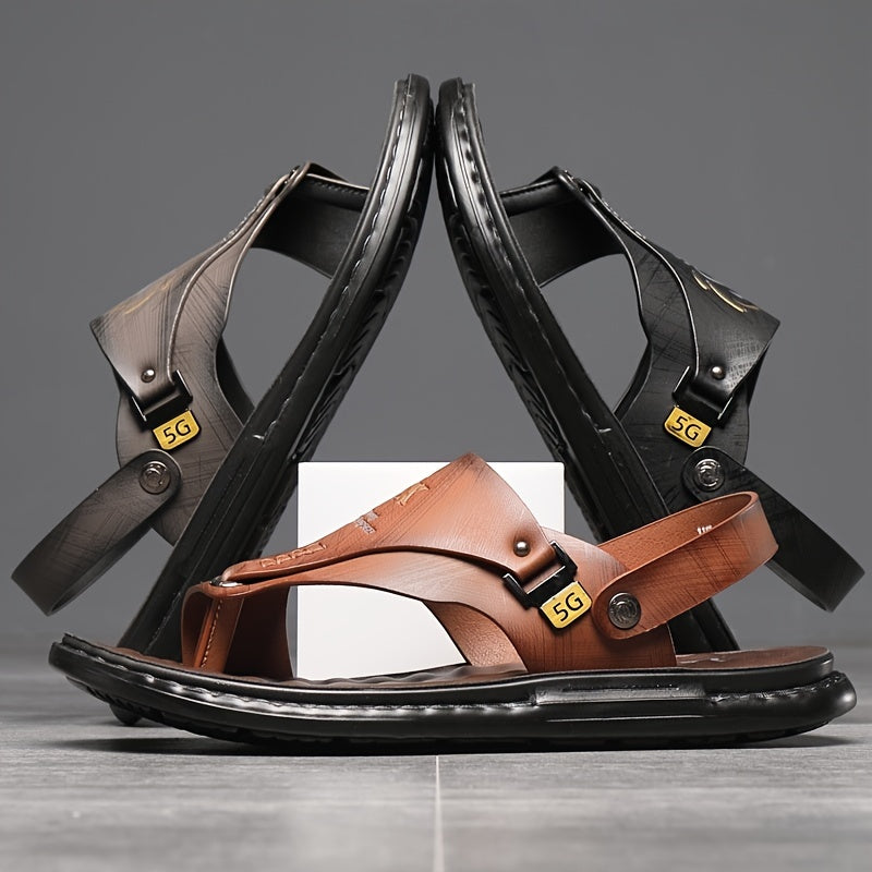 Xhavit | Heren sandalen van echt leer met teenlus hakband - comfortabel en casual