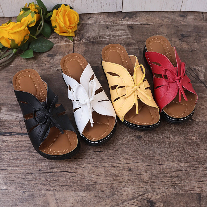 ChicSole | Orthopedische Leren Zomerslippers - Vrouwen met steun voor de voetboog Strik Sandalen