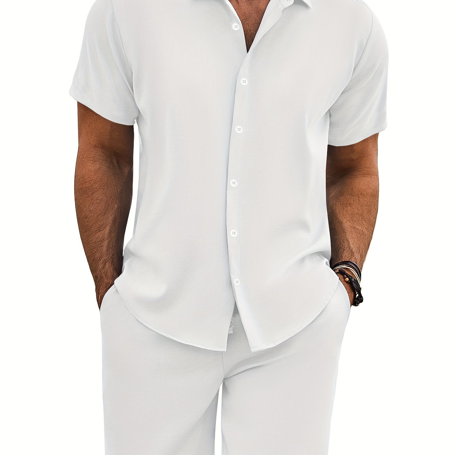 Julian | Heren 2-delige zomerse strandset - katoen-linnenmix, casual outfit