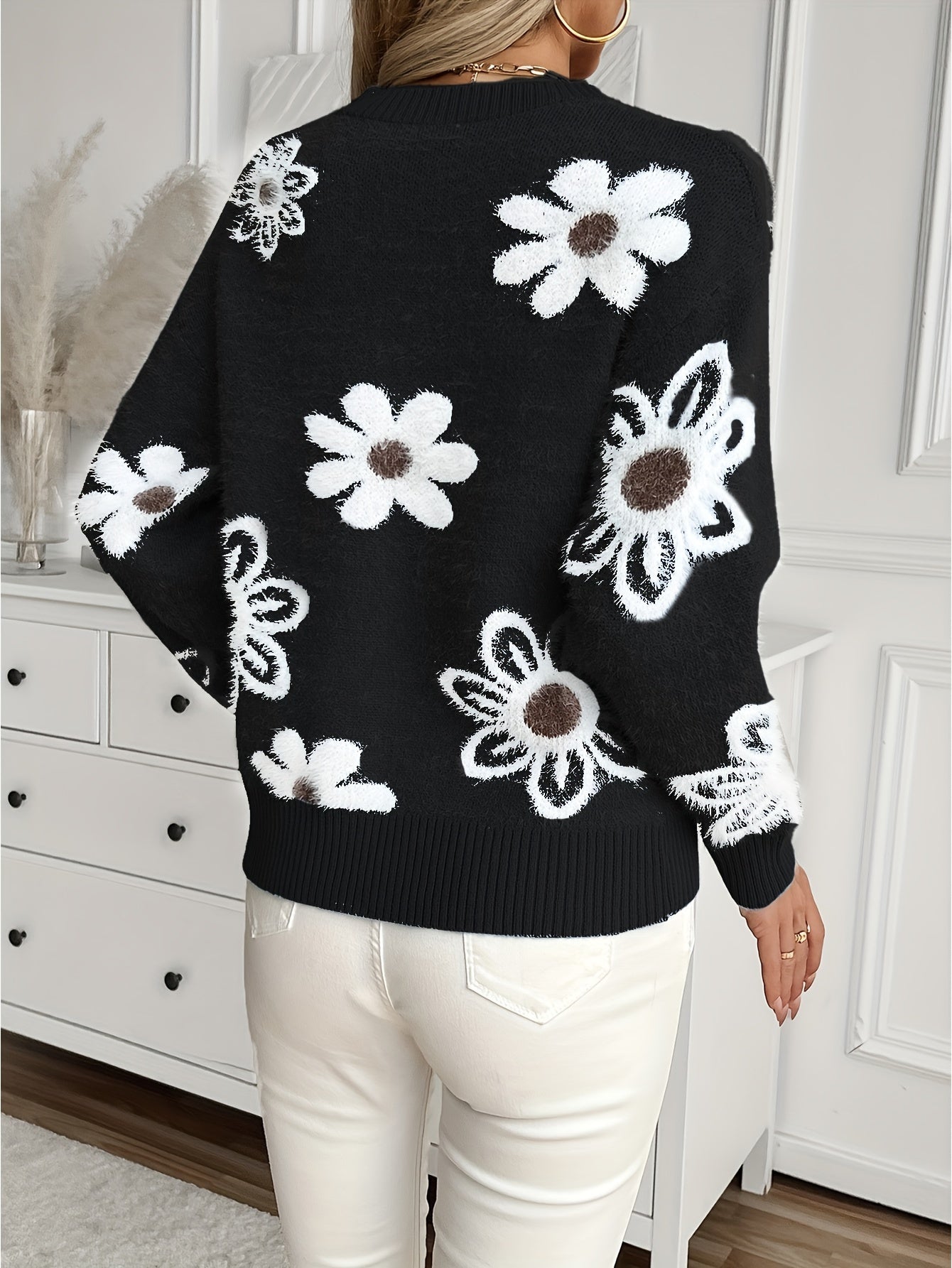 Velyssa | Blooming Damesbloemenpullover – Comfortabele herfsttrui met lange mouwen