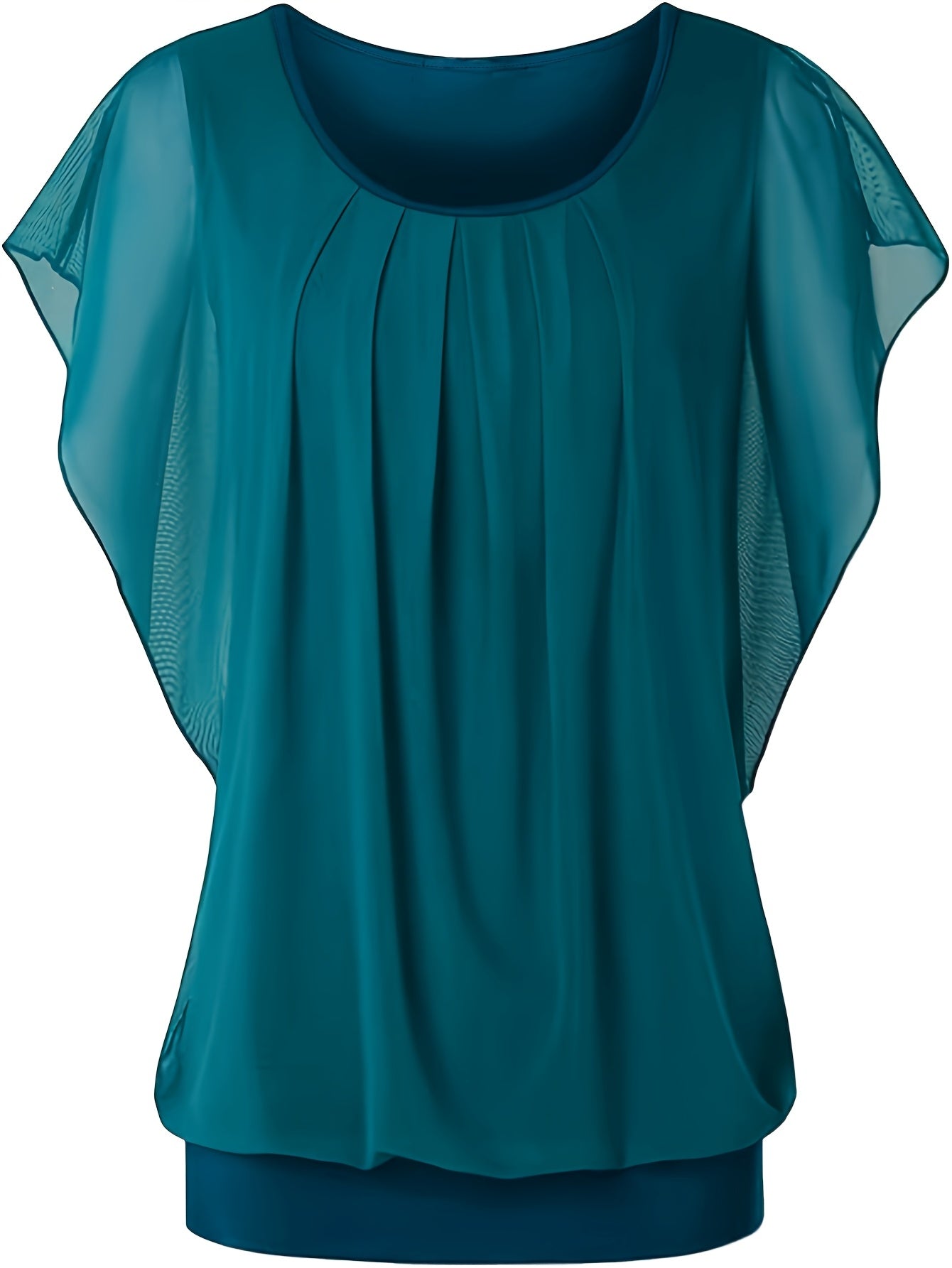 Empriss | Casual blouse van mesh voor dames - Korte mouwen, geplooide voorkant