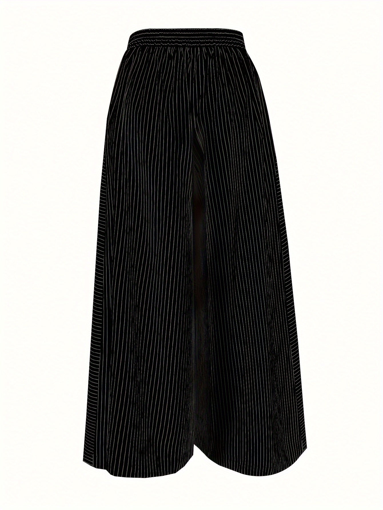 Noreia | Casual gestreepte broek met hoge taille en wijde pijpen - Los model, knoopdetail
