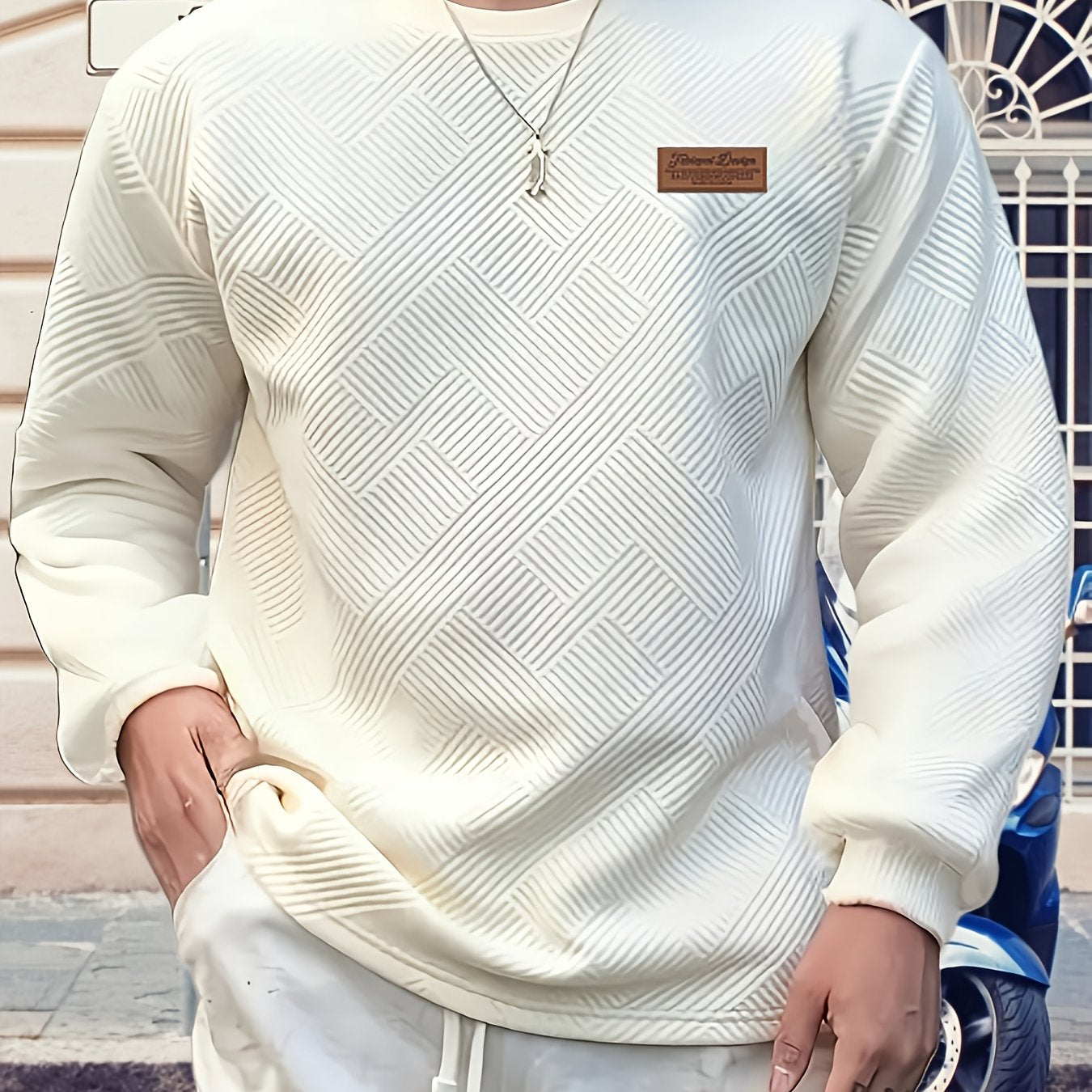 Eirikur | Zwaar geometrisch sweatshirt met ronde hals – Casual pullover, comfortabel in de herfst en winter