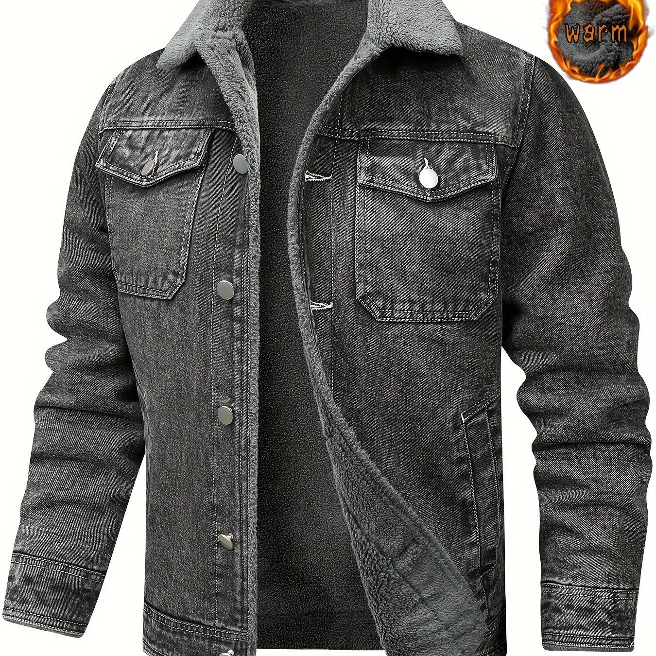 Gunter | Vintage gewassen spijkerjas voor heren met fleecevoering – Warme casual winterjas