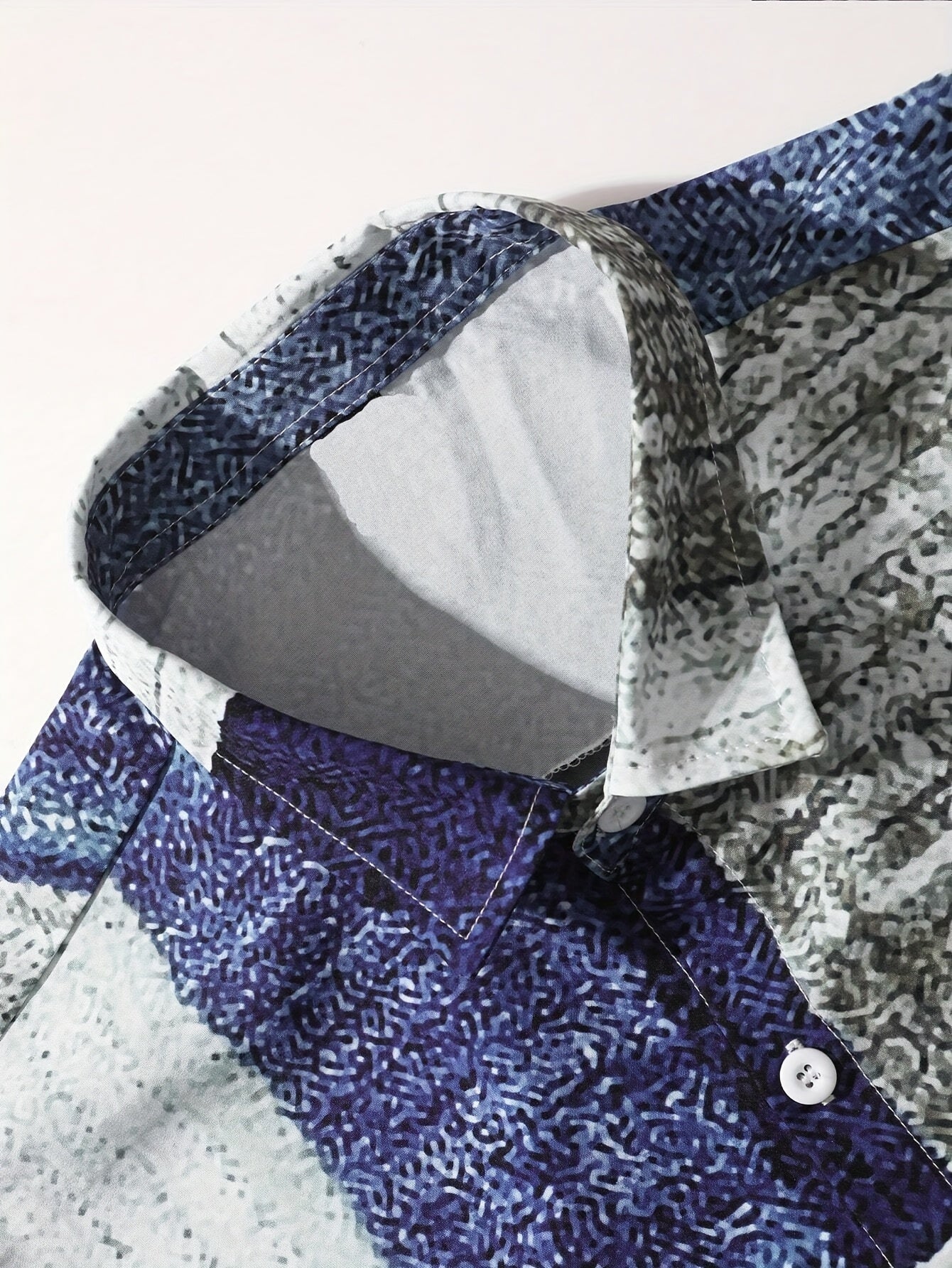 Royce | Casual herenoverhemd met korte mouwen en patchworkprint in contrasterende kleuren