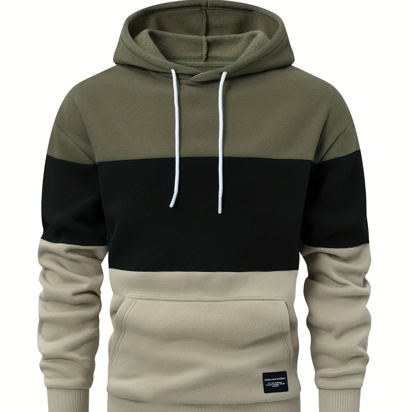 Eitan | Oversized hoodie voor heren met kleurblokken – Tweekleurige pullover met zakken