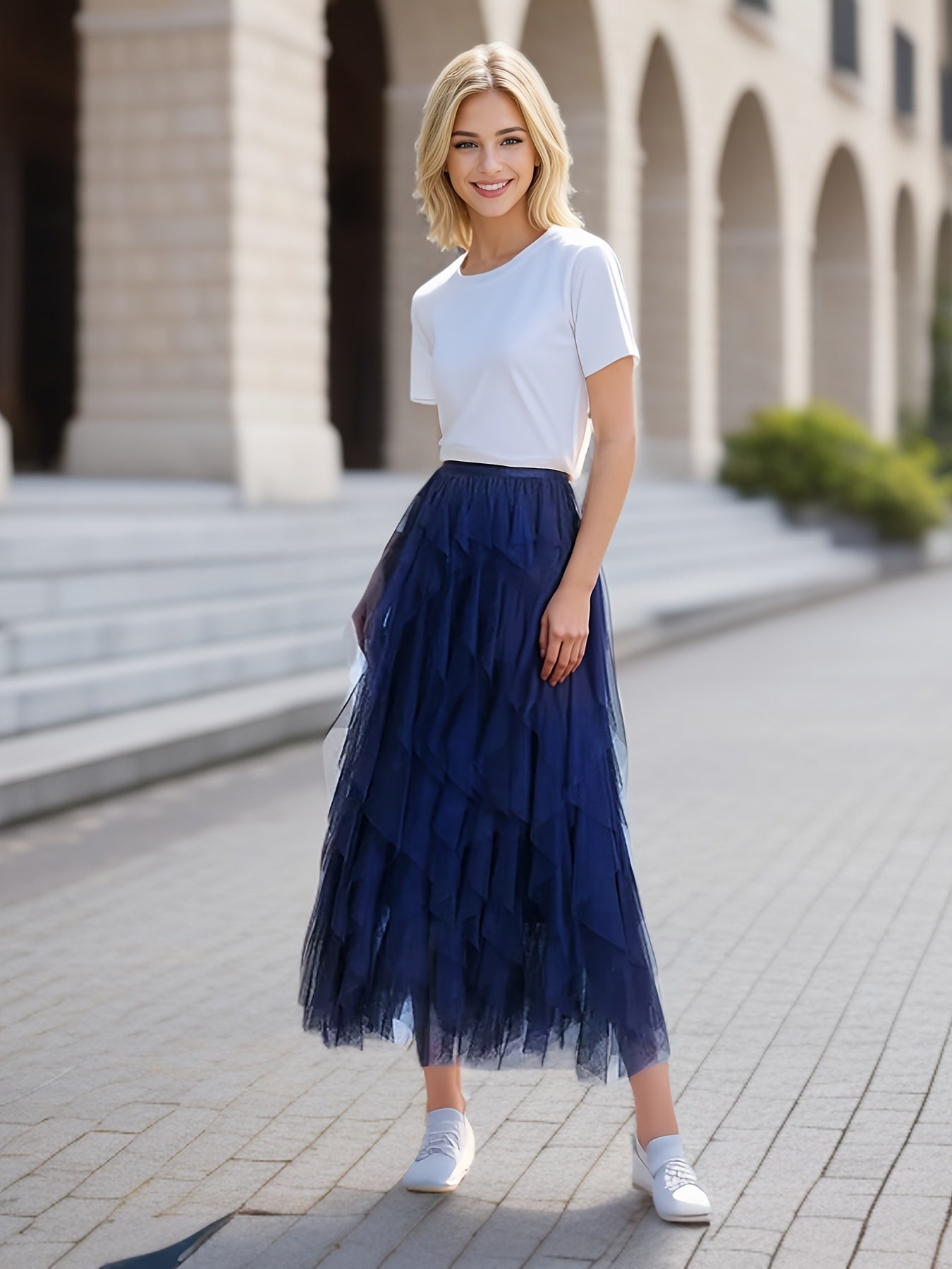 Helis | Mesh Gelaagde Tutu Rok voor Vrouwen - Elastische Taille, Gelaagde Maxi Rok