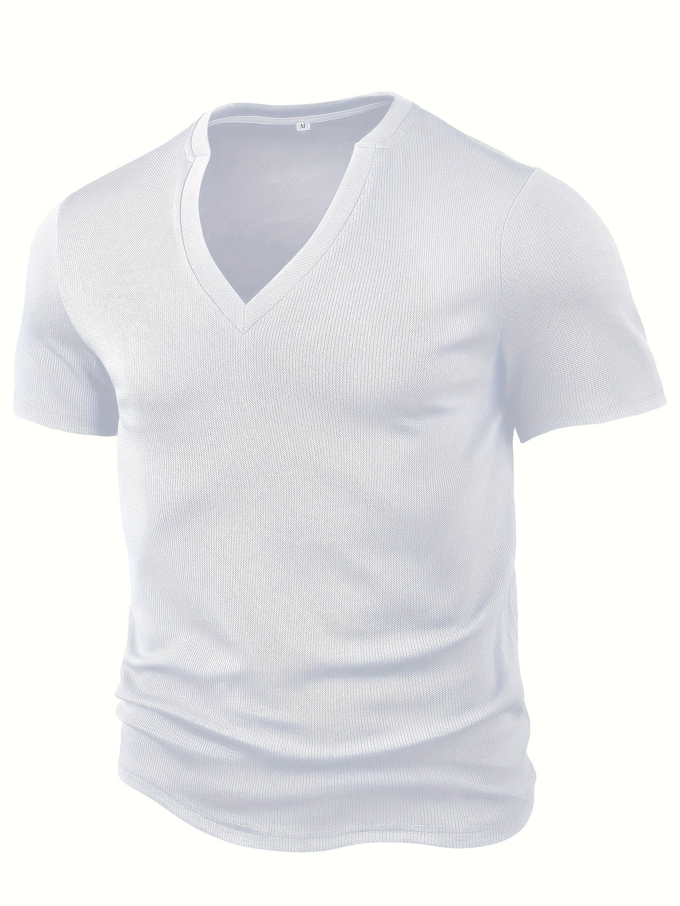 Arnhold | Heren-T-shirt met getextureerd diepe V-hals - Korte mouwen, slanke pasvorm, vrijetijdskleding