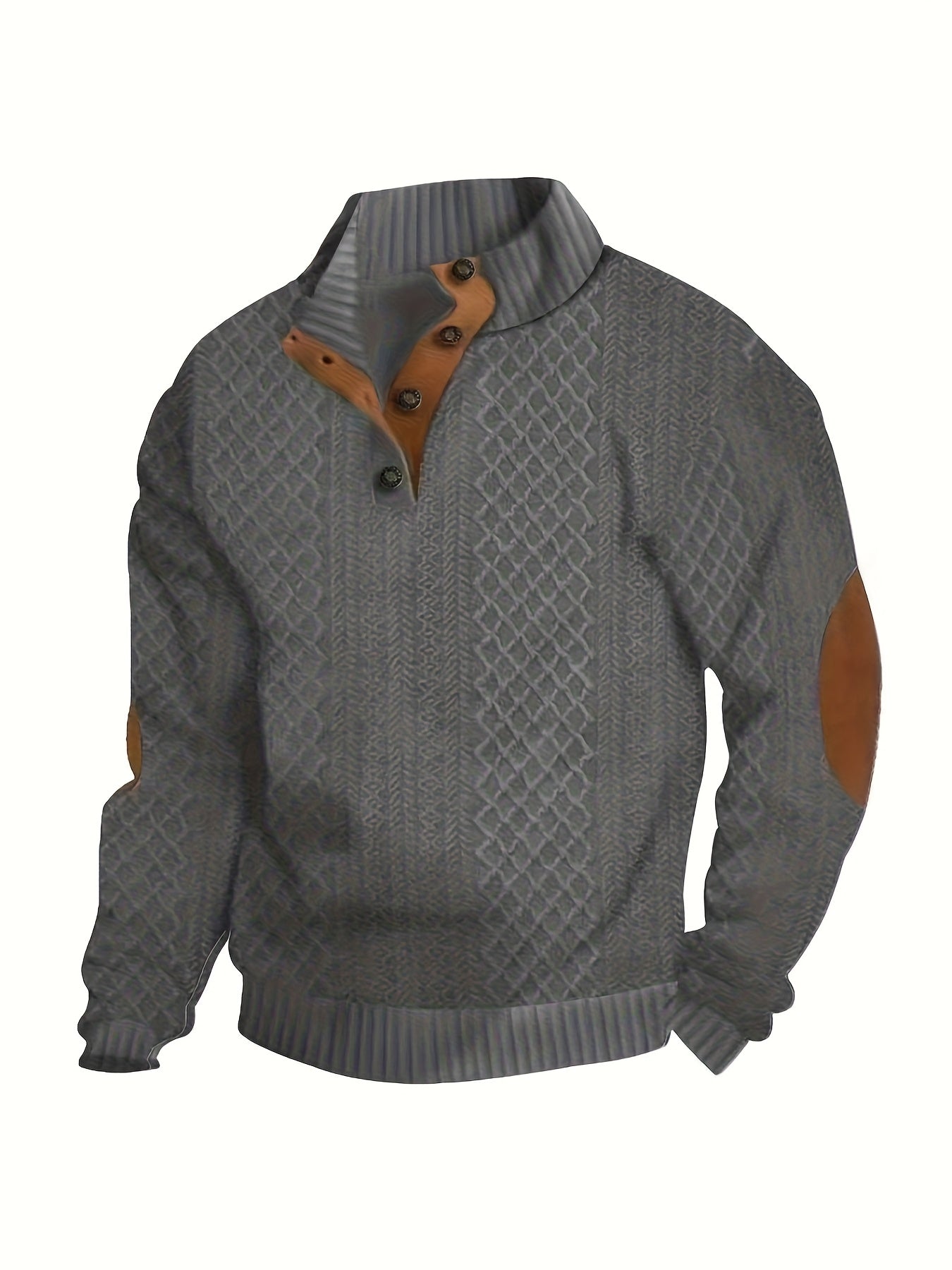 Denric | Standkraag jacquard gebreide trui, gestructureerde pullover voor herfst- en winterkleding, warme outdoor trui