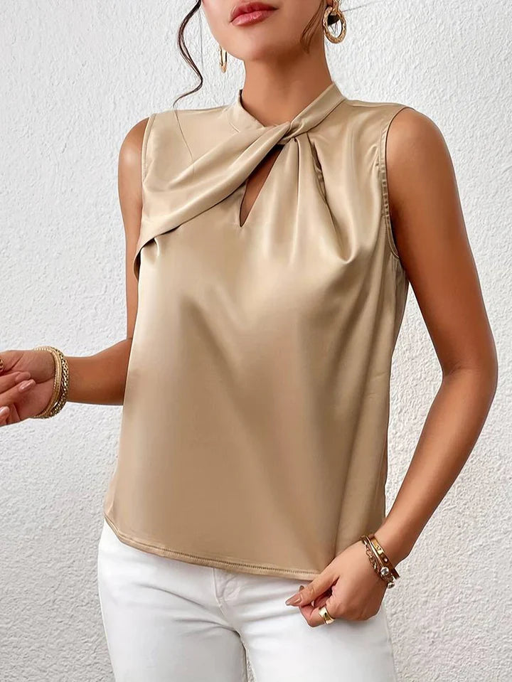 Anila | Dames Satijnen Mouwloze Blouse - Perfect voor Werk & Avond