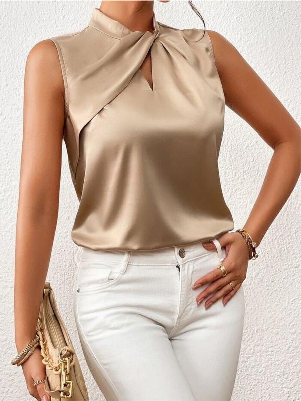 Anila | Dames Satijnen Mouwloze Blouse - Perfect voor Werk & Avond
