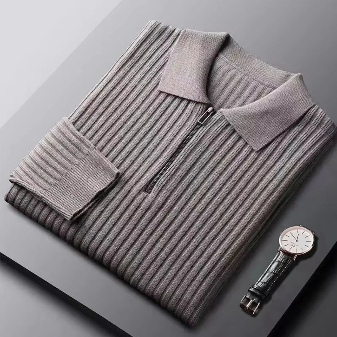 Brylor | Slim-Fit trui met ritssluiting voor heren - Lichtgewicht gebreid, ronde hals, casual pull-over