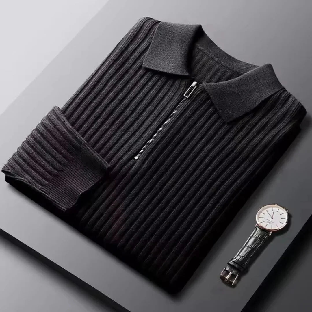 Brylor | Slim-Fit trui met ritssluiting voor heren - Lichtgewicht gebreid, ronde hals, casual pull-over