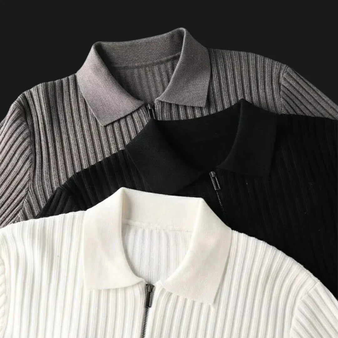Brylor | Slim-Fit trui met ritssluiting voor heren - Lichtgewicht gebreid, ronde hals, casual pull-over