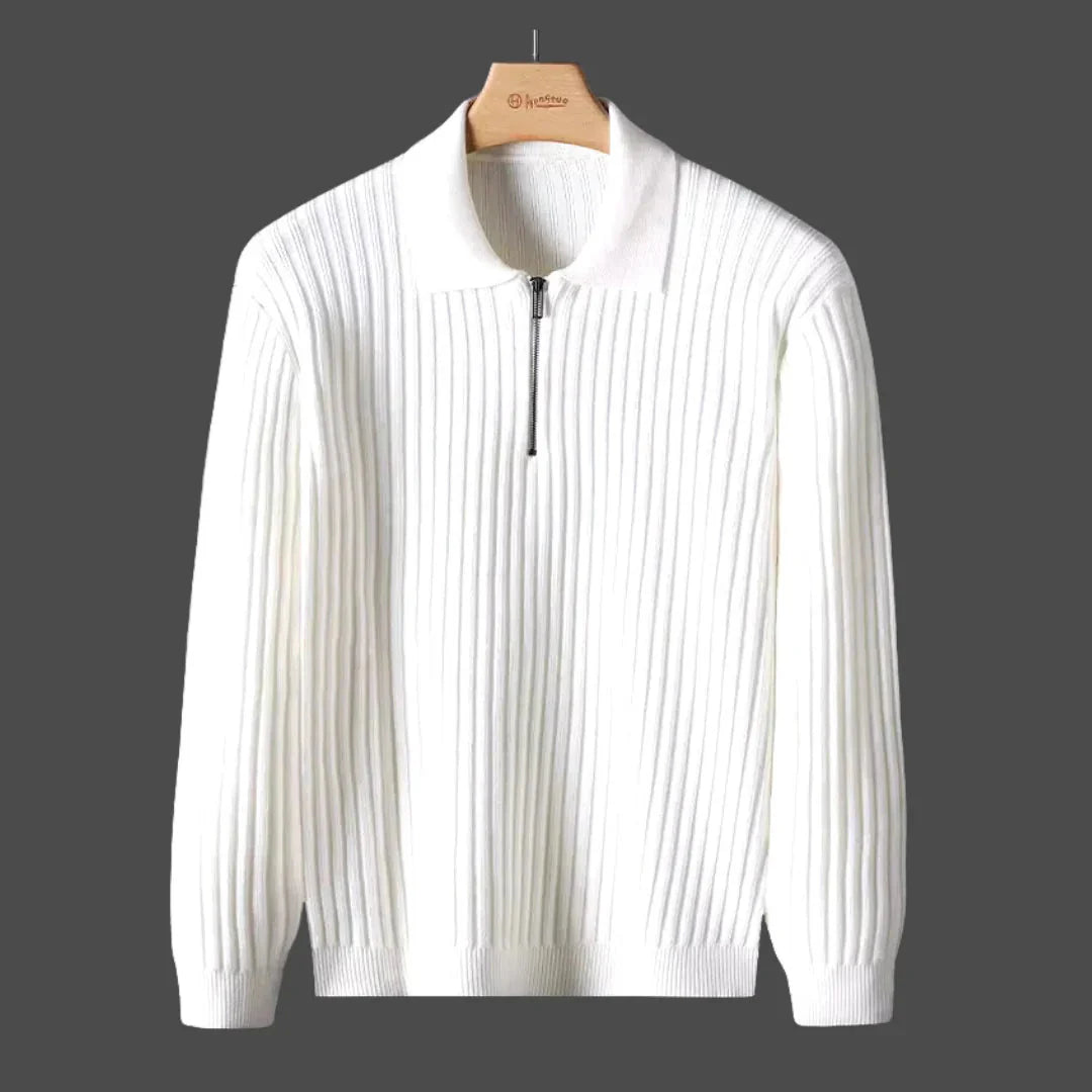 Brylor | Slim-Fit trui met ritssluiting voor heren - Lichtgewicht gebreid, ronde hals, casual pull-over
