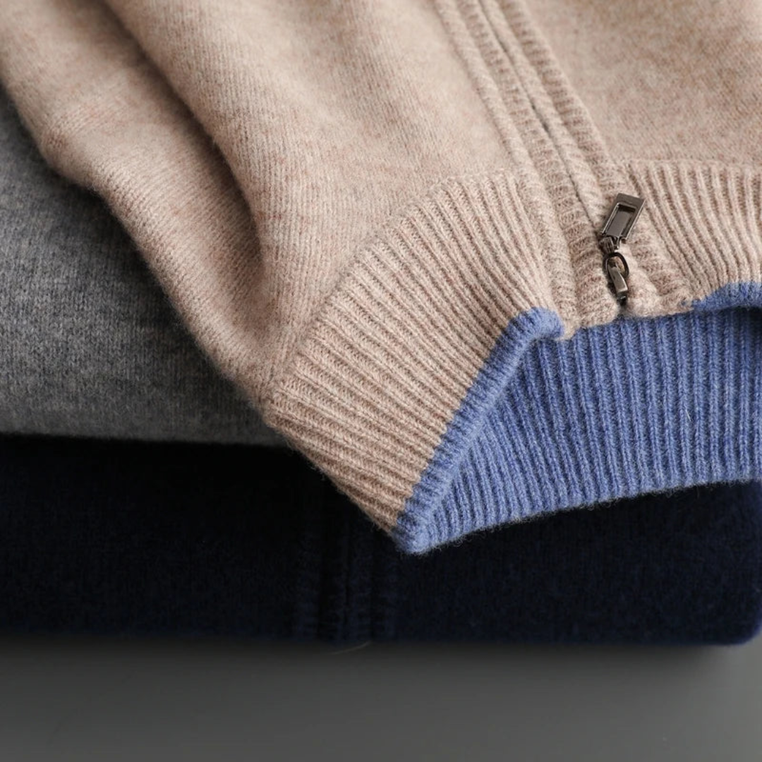 Sylvarn | Merinowollen trui met ritssluiting voor heren – zacht, warm, lichtgewicht, casual en stijlvol
