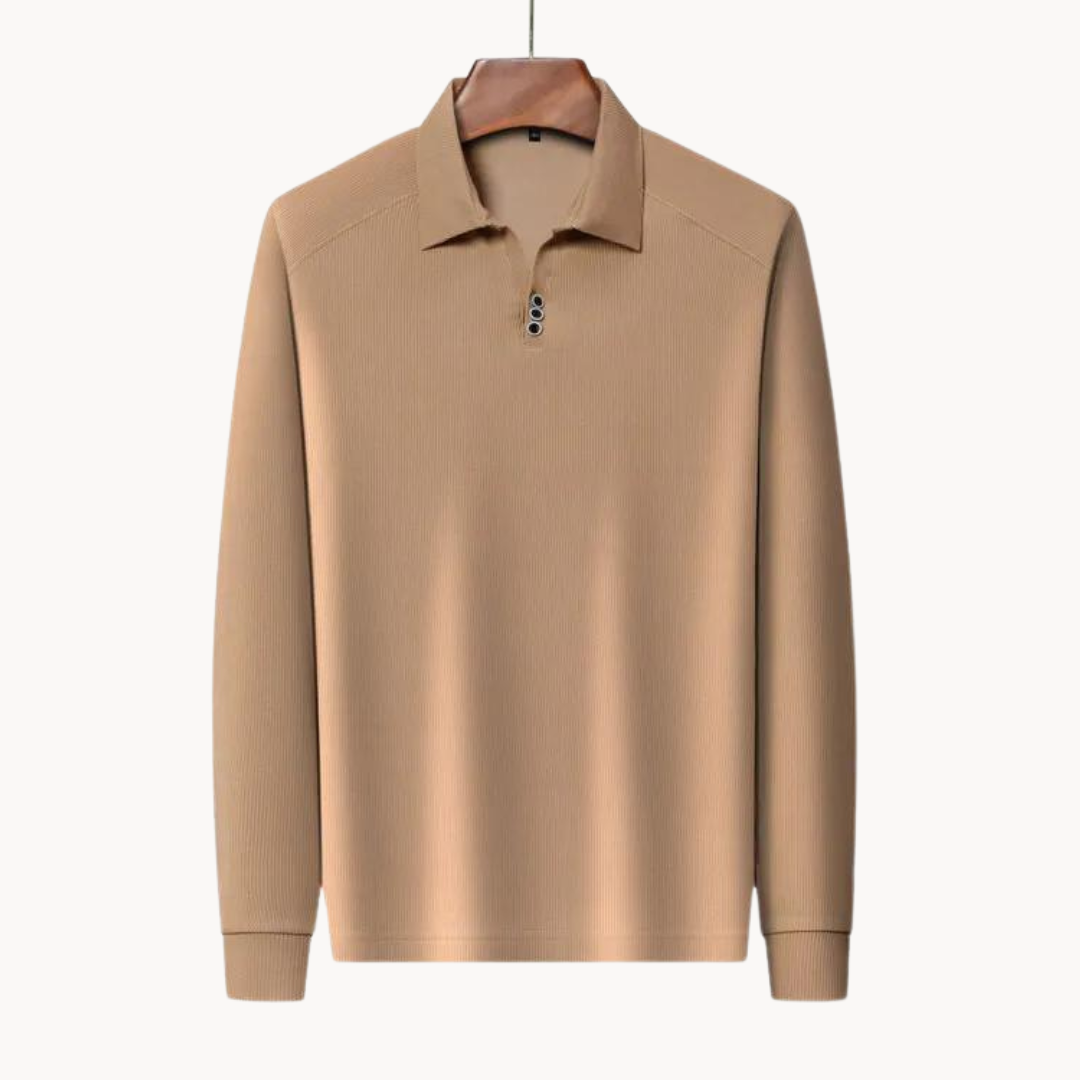 Brevan | Klassiek herenpoloshirt met lange mouwen - Zachte katoenmix, getailleerde pasvorm, casual top met kraagje