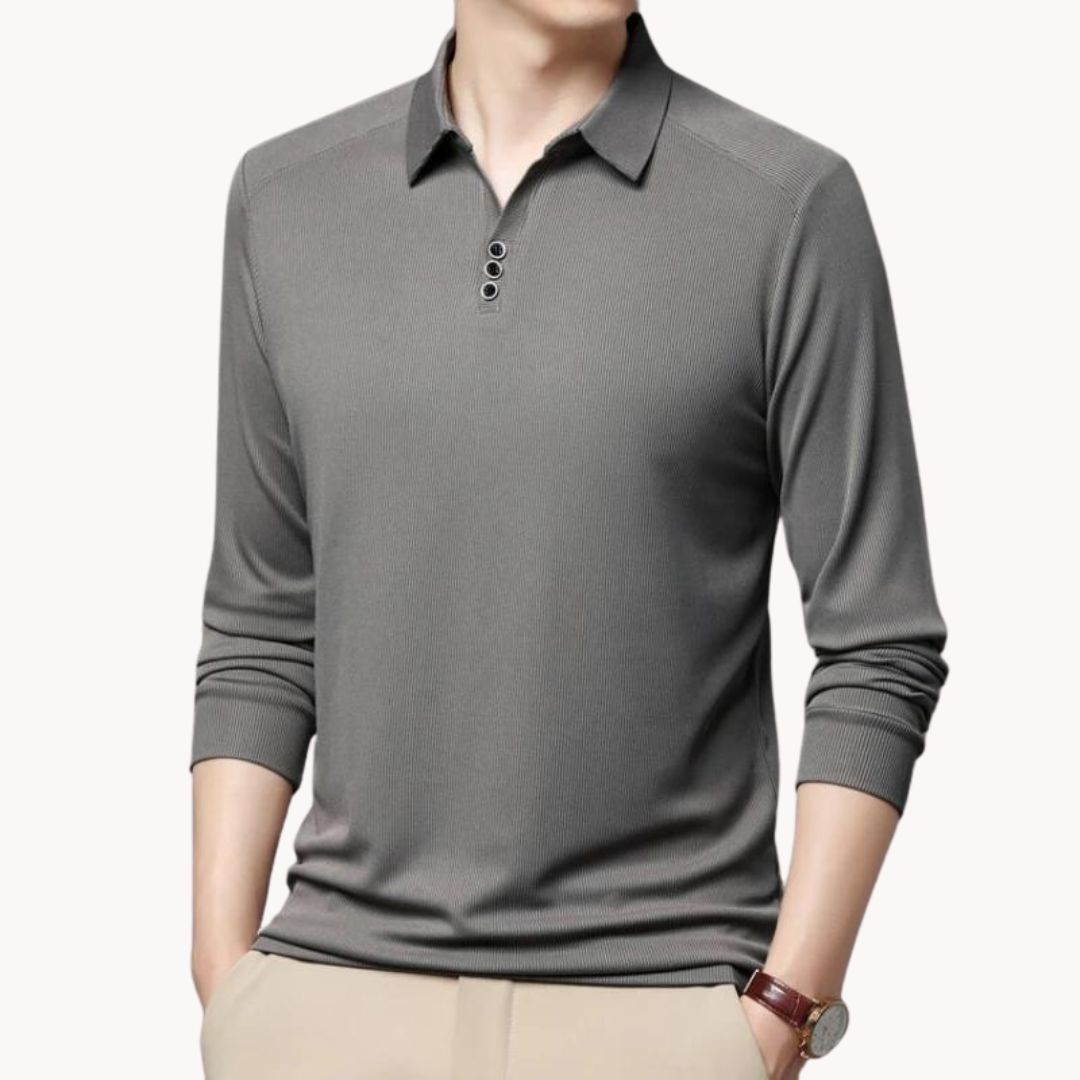 Brevan | Klassiek herenpoloshirt met lange mouwen - Zachte katoenmix, getailleerde pasvorm, casual top met kraagje