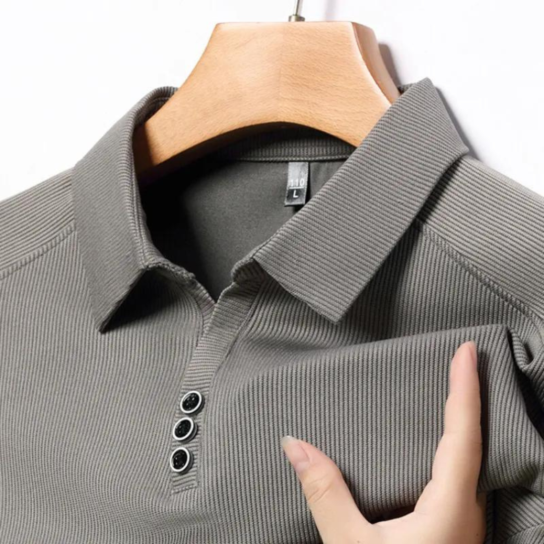 Brevan | Klassiek herenpoloshirt met lange mouwen - Zachte katoenmix, getailleerde pasvorm, casual top met kraagje