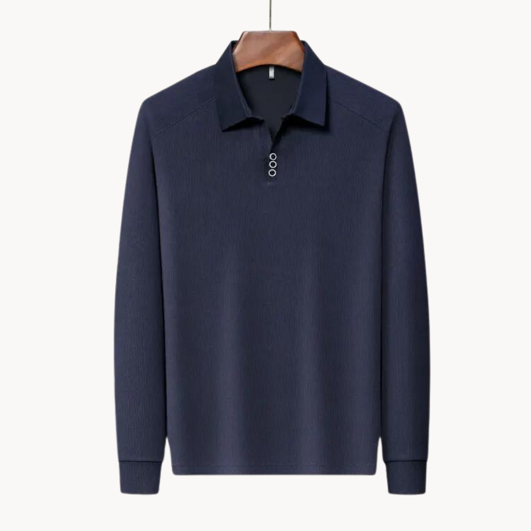 Brevan | Klassiek herenpoloshirt met lange mouwen - Zachte katoenmix, getailleerde pasvorm, casual top met kraagje