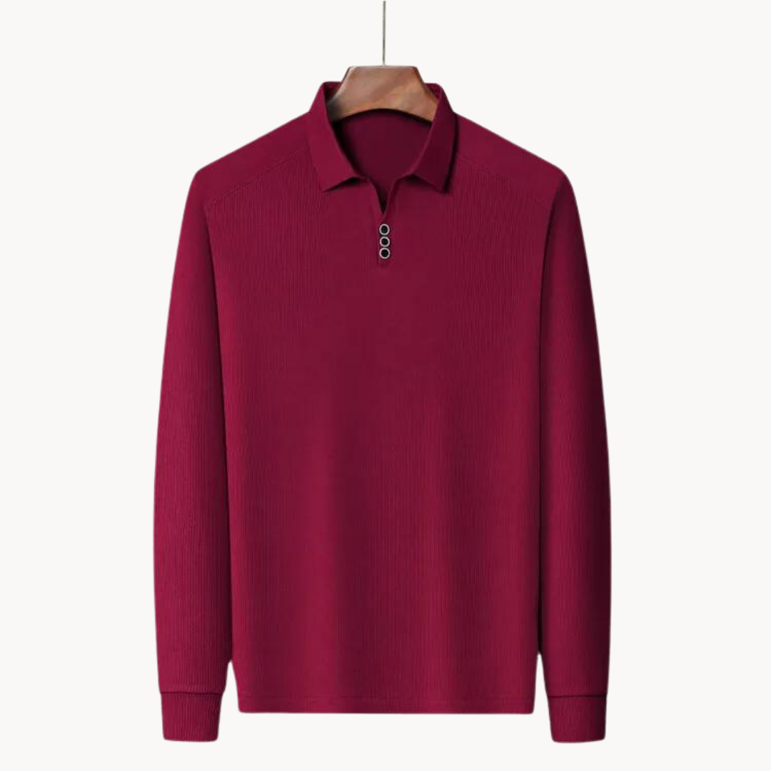 Brevan | Klassiek herenpoloshirt met lange mouwen - Zachte katoenmix, getailleerde pasvorm, casual top met kraagje