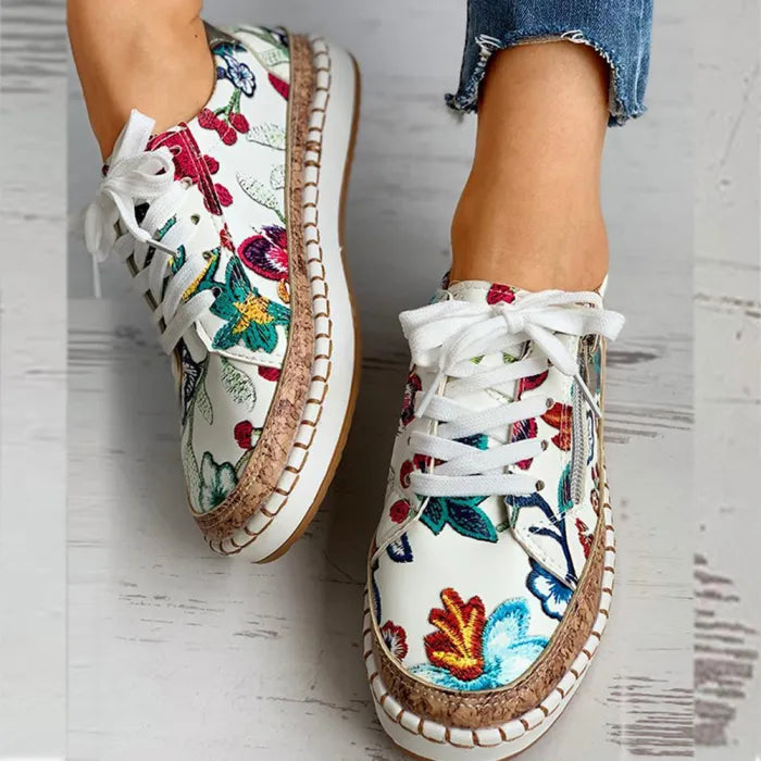 PetalWalk | Geborduurde Canvas Sneakers voor dames - Casual Modeschoenen voor de zomer