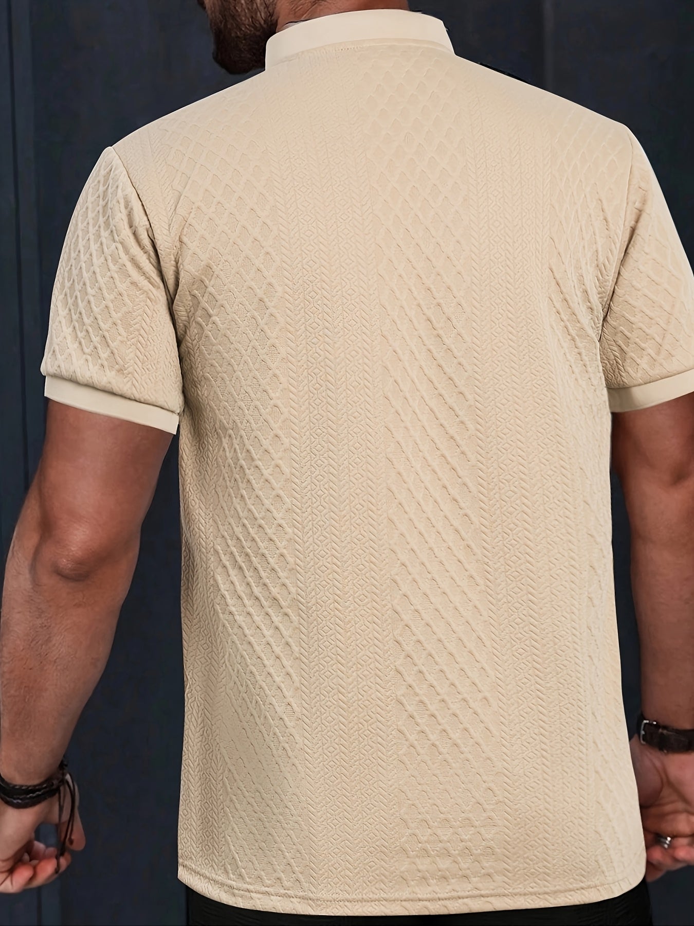 Damjan | Heren Casual Business Henley Poloshirt - Jacquard Kraag T-shirt