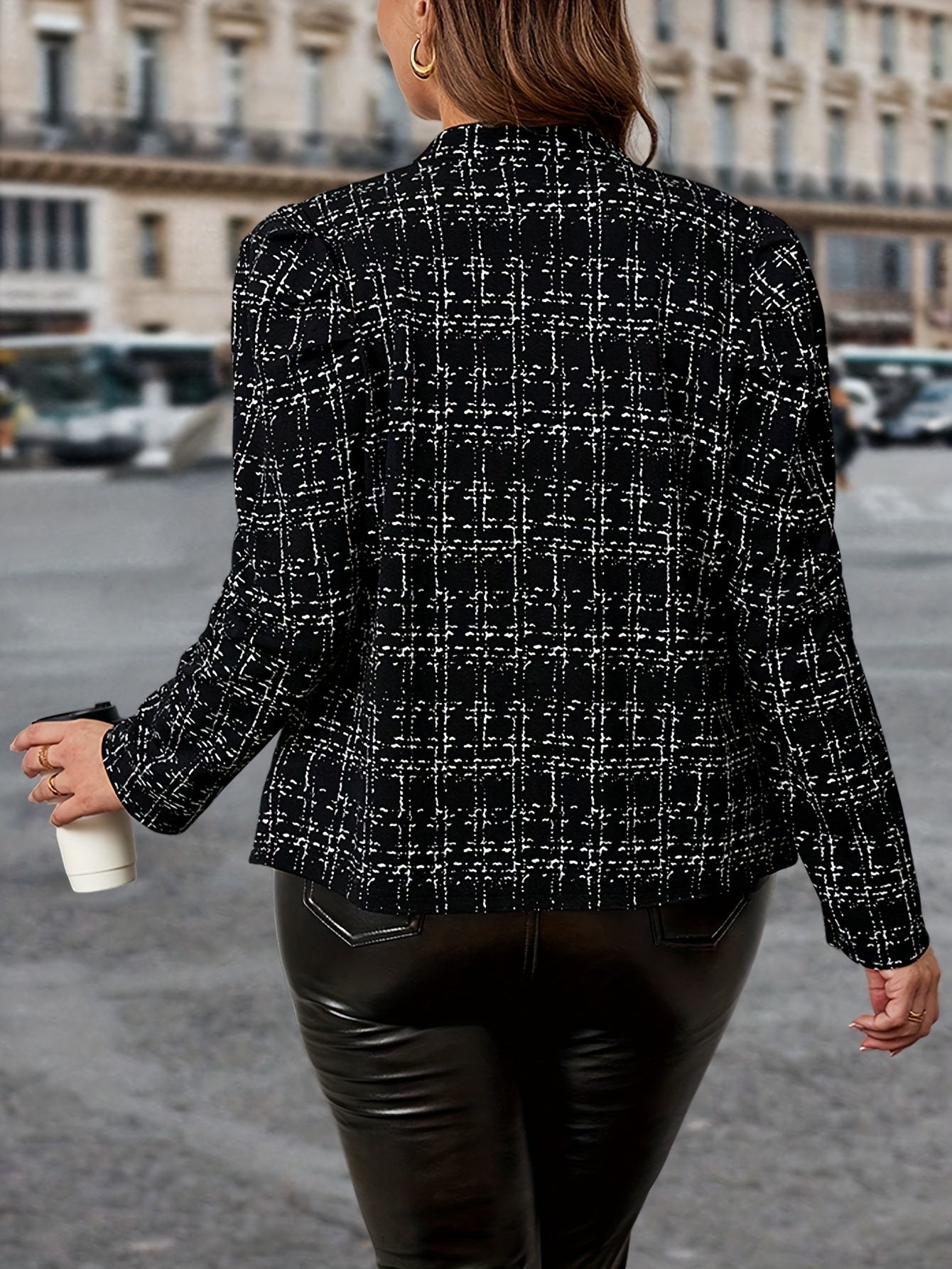 Alithia | Dames geruite jas met dubbele knoopsluiting, elegante jas voor herfst en winter