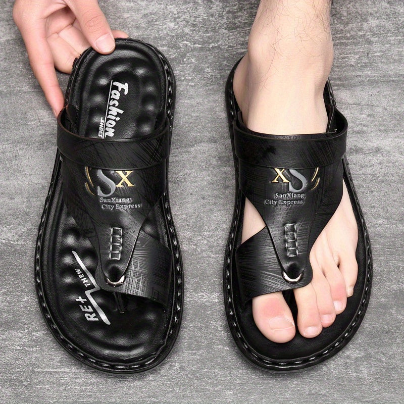 Xhavit | Heren sandalen van echt leer met teenlus hakband - comfortabel en casual