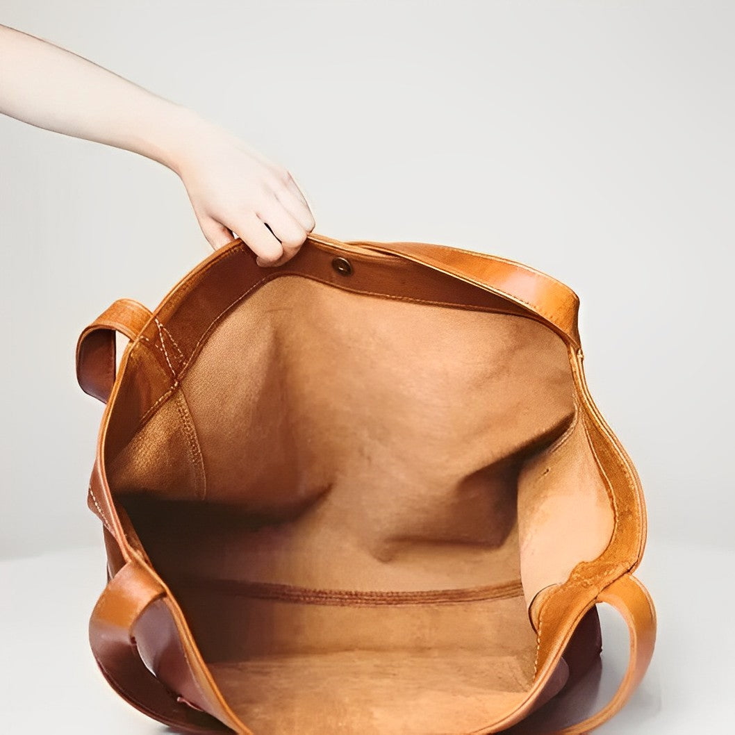 GrandeBag | Grote leren schoudertas voor dames, ruime handtas, casual tas voor dagelijks gebruik