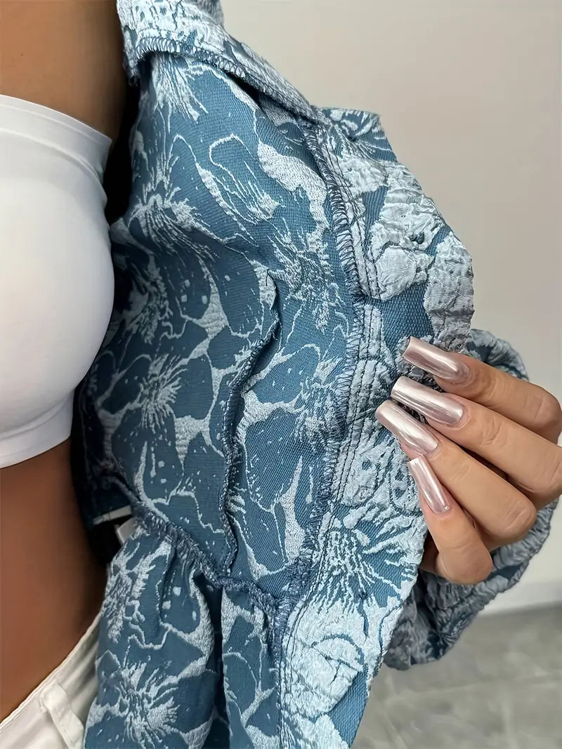 Nivienne | Elegante blouse met bloemmotief en pofmouwen - Casual Chique Damestop