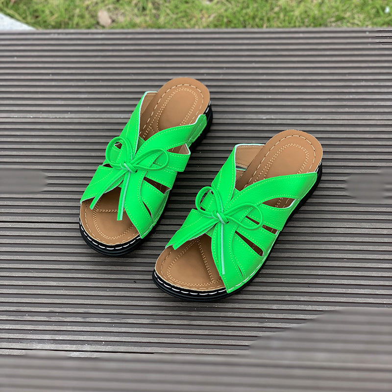 ChicSole | Orthopedische Leren Zomerslippers - Vrouwen met steun voor de voetboog Strik Sandalen