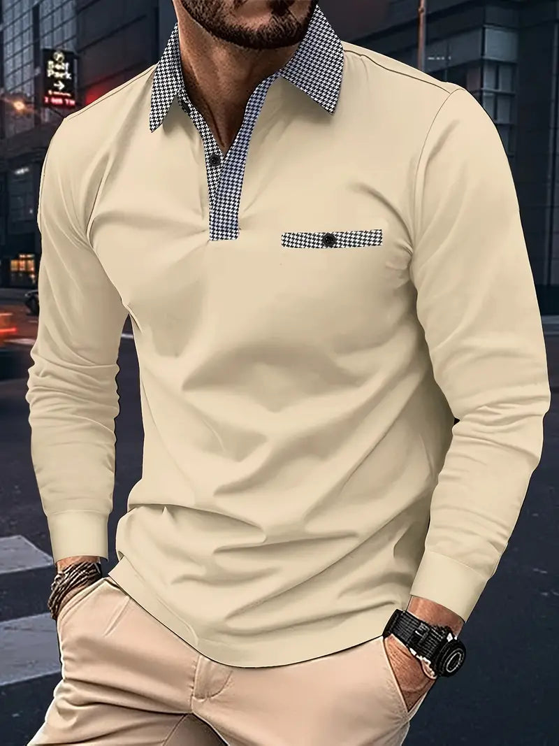 Cassiel | Heren poloshirt met lange mouwen – Klassiek casual herenshirt, comfortabel en ademend