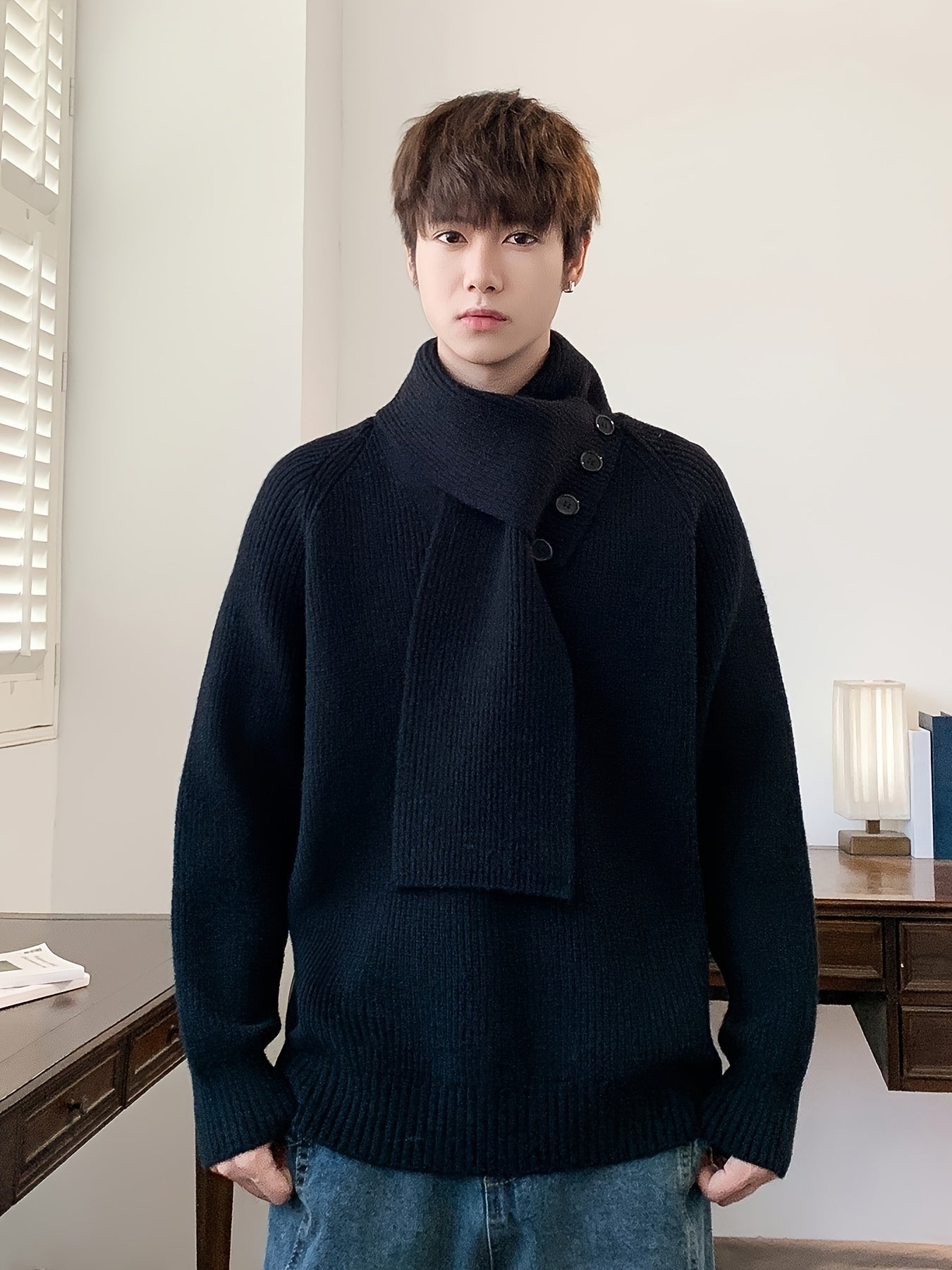 Saelric | Zachte thermische pullover voor heren – Losse pasvorm, ontwerp met knoopsluiting, casual en winterbreiwerk