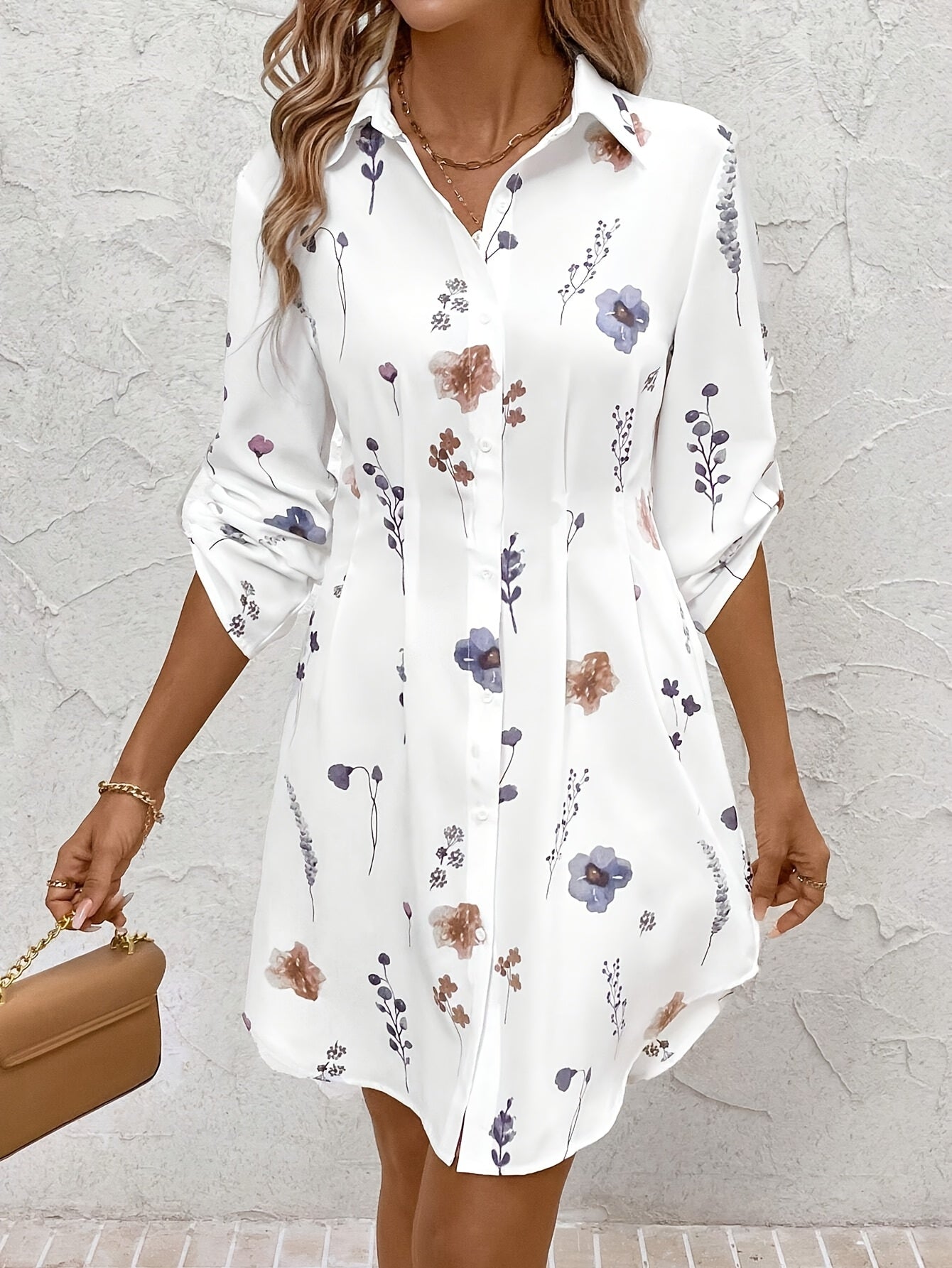 Atarah | Elegante overhemdjurk met bloemenprint - Lange mouwen, casual en chic