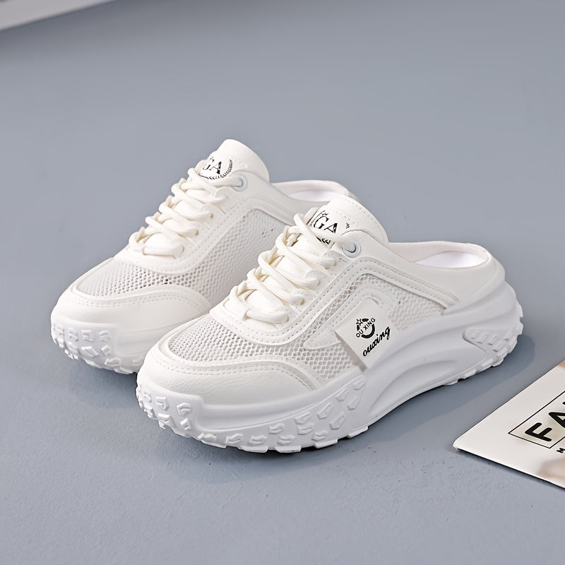 Aermove | Ademende Mesh Half Slip-On Sneakers voor dames - Lichtgewicht, Mid-Heel