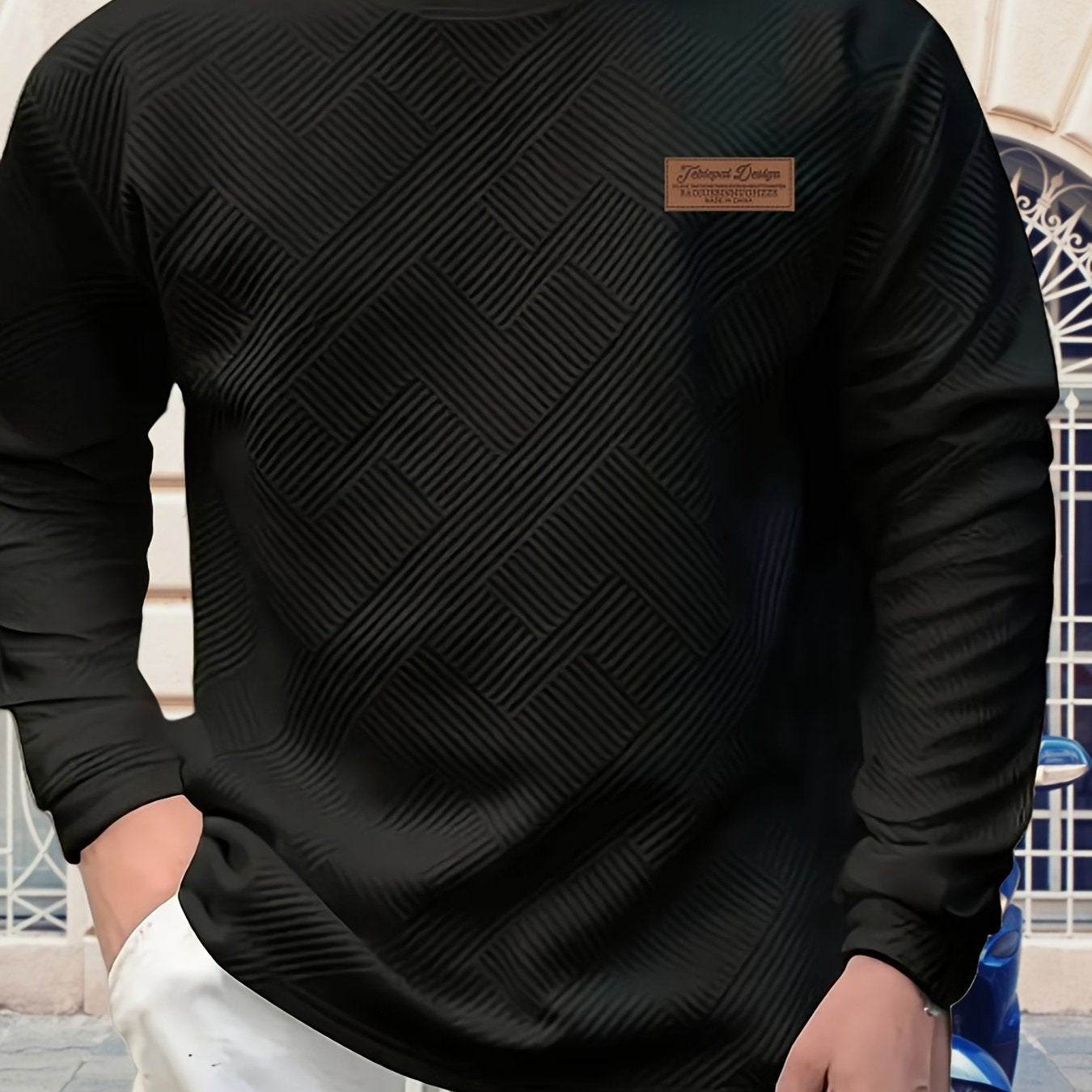 Eirikur | Zwaar geometrisch sweatshirt met ronde hals – Casual pullover, comfortabel in de herfst en winter