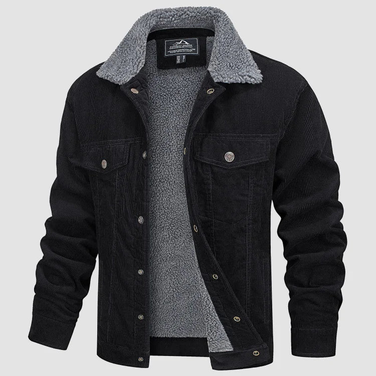 Ingarsson | Herenjas van corduroy met fleecevoering, drukknopen, casual en stijlvolle bovenkleding