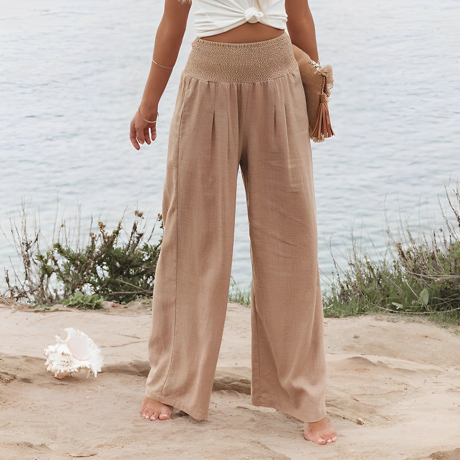 Vanthira | Broek met wijde pijpen, ademend - hoge taille, losse pasvorm, elastische tailleband