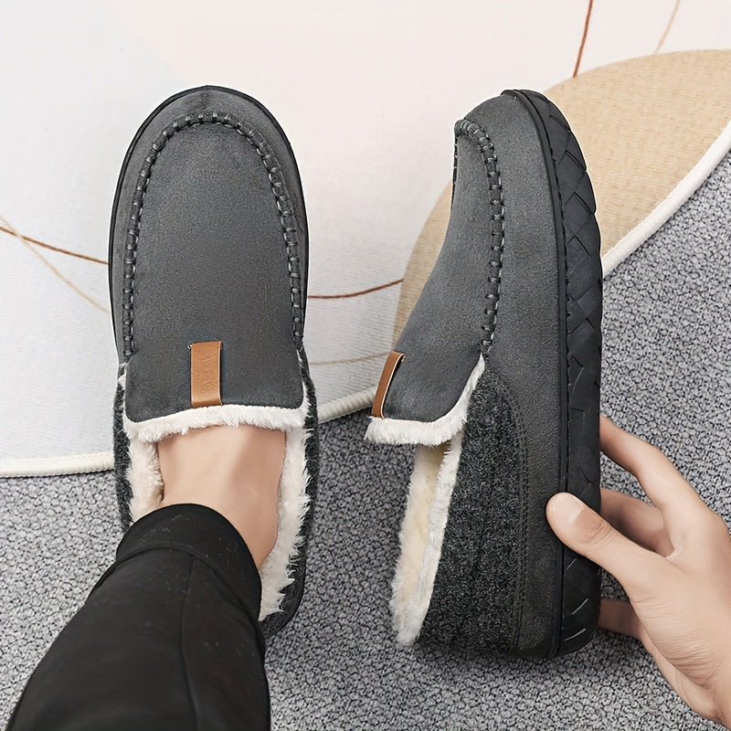 Furrion | Herenloafers met bontvoering – Instap slippers met traagschuim, casual herfst-/winterschoenen
