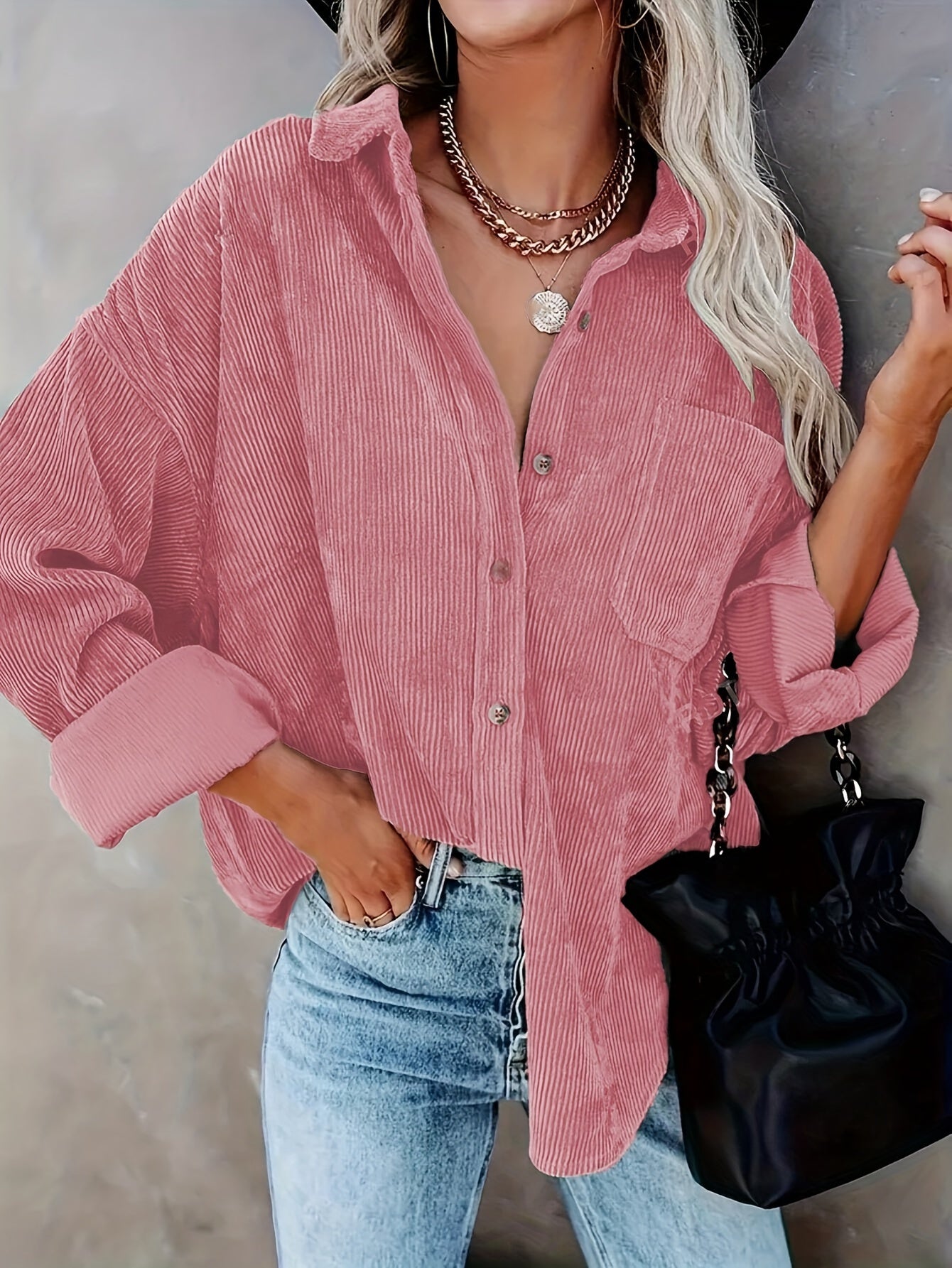 Mabeline | Corduroy overhemd met knoopsluiting voor dames - Casual overhemd met lange mouwen