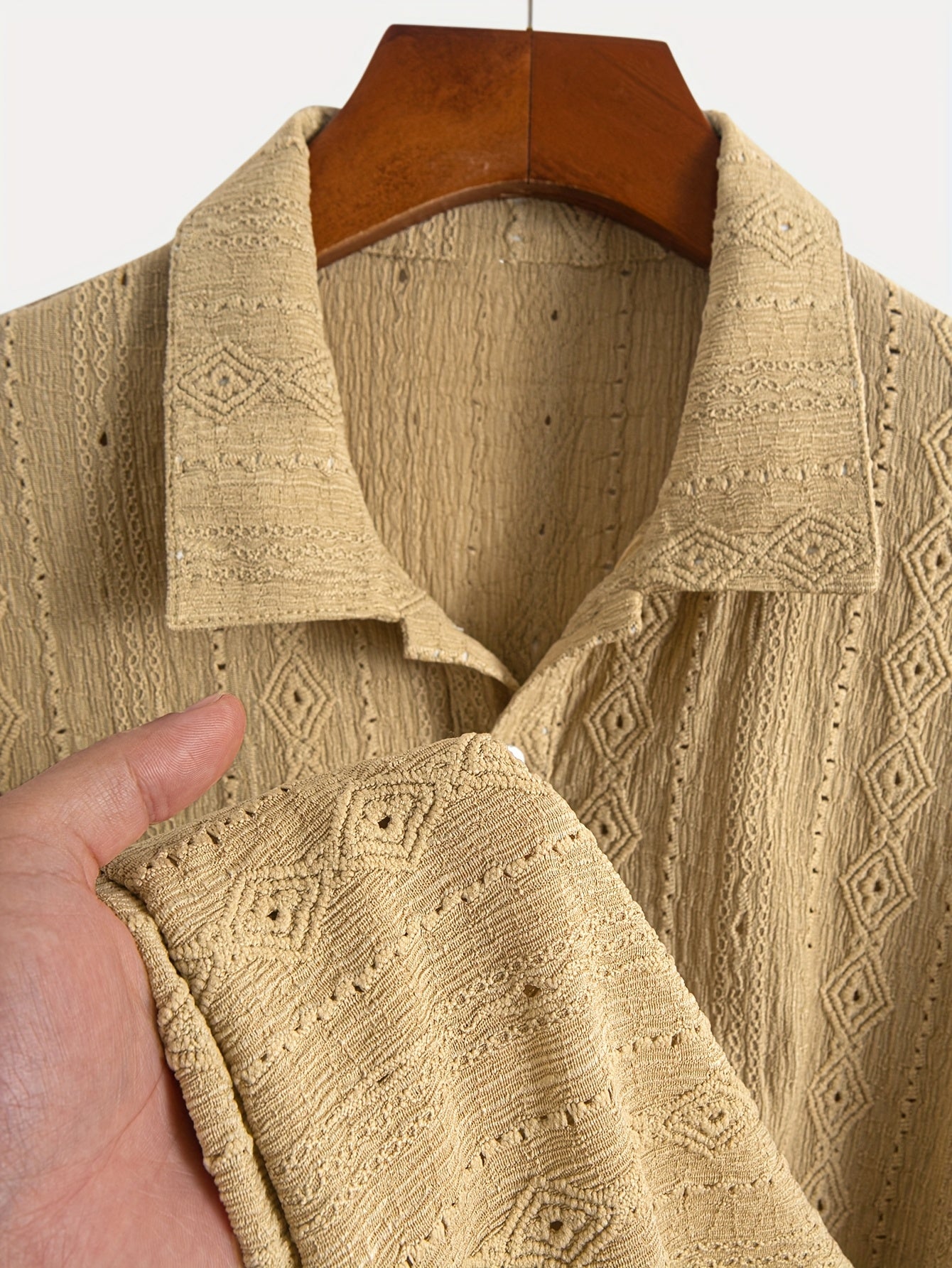 Volric | Gebreid heren poloshirt - Eyelet borduursel, ademende, korte mouw
