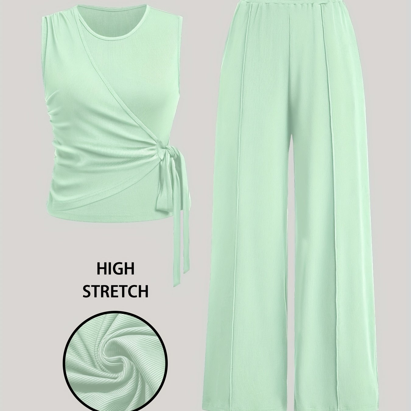 Blyra | 2-Delige geribde mouwloze top en wijde broek voor dames - zomerse lounge outfit