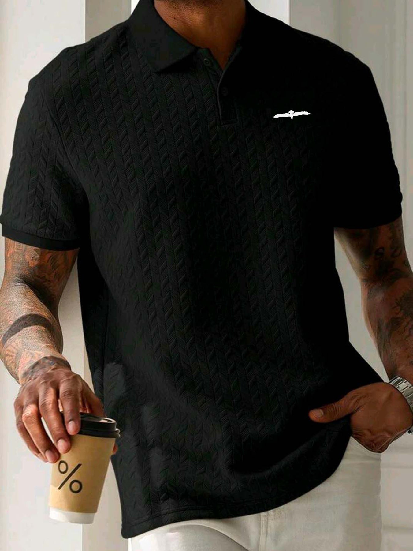 Aldous | Casual Herenpoloshirt met korte mouwen - Gestructureerde, elastische stof