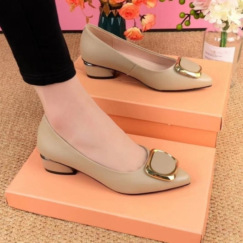 Zevia | Vrouwen Platte Puntige Teen Slip-On Loafers - Elegante Lage Schoenen met Gesp Accent