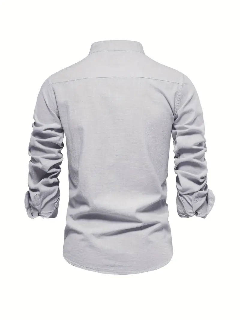Ottokar | Klassiek herenoverhemd met staande kraag en knoopsluiting - lange mouwen, casual, slim fit