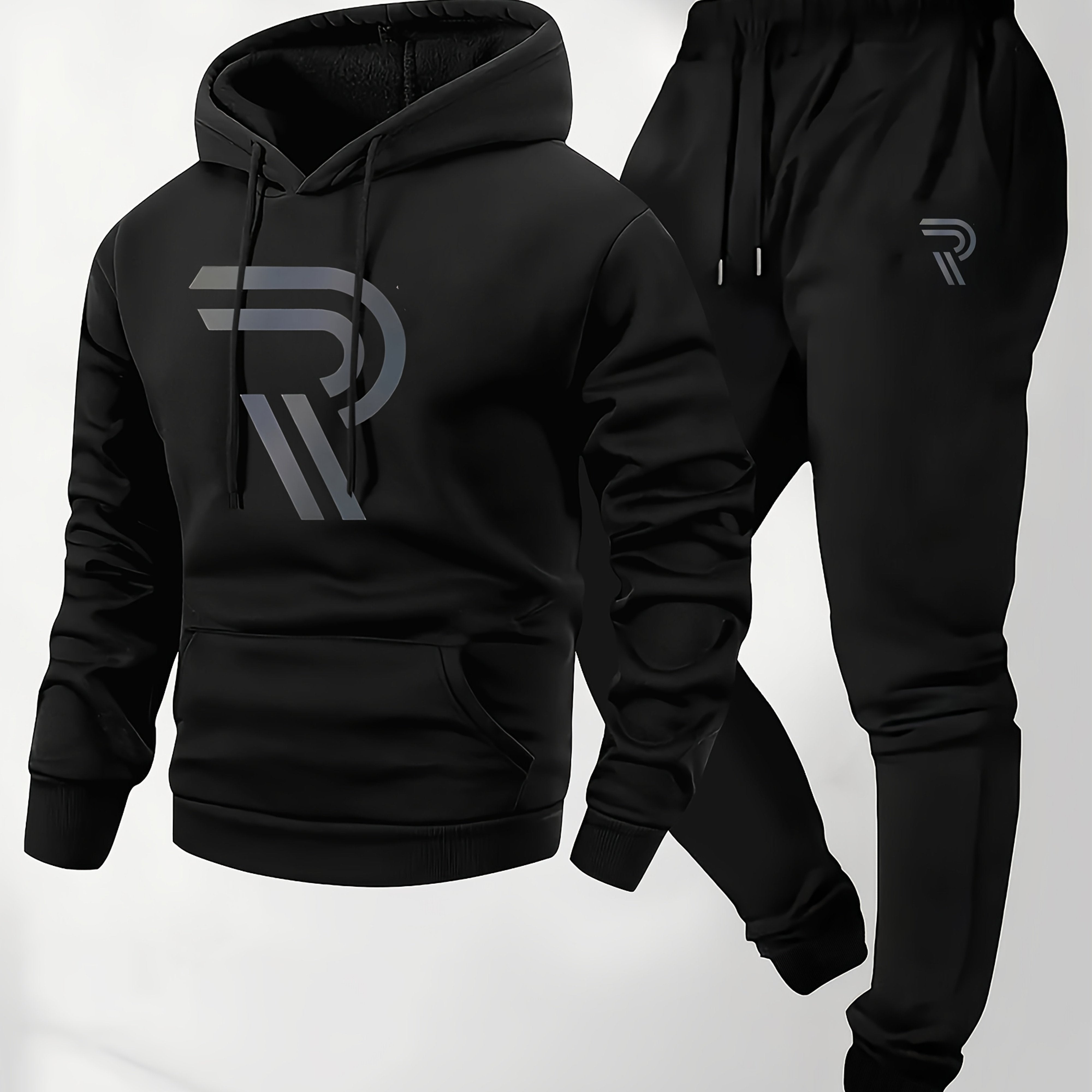Knudsen | Sportieve hoodie en joggingbroek voor heren – “R”-logo, casual trainingspak, herfst/winter