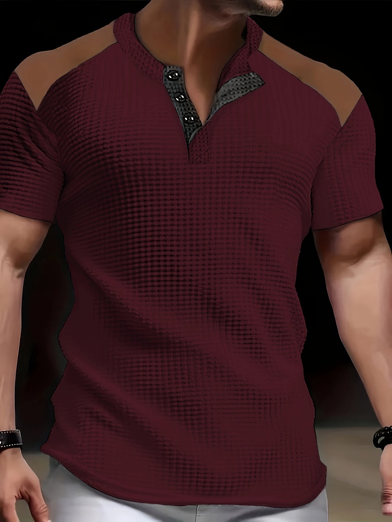 River | Herenhemd met wafelstructuur - Casual shirt met korte mouwen en twee kleuren